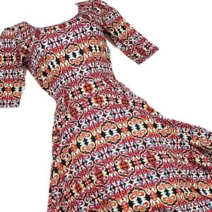 Pretty Kaleidoscope Print LuLaRoe Nicole Dress XS